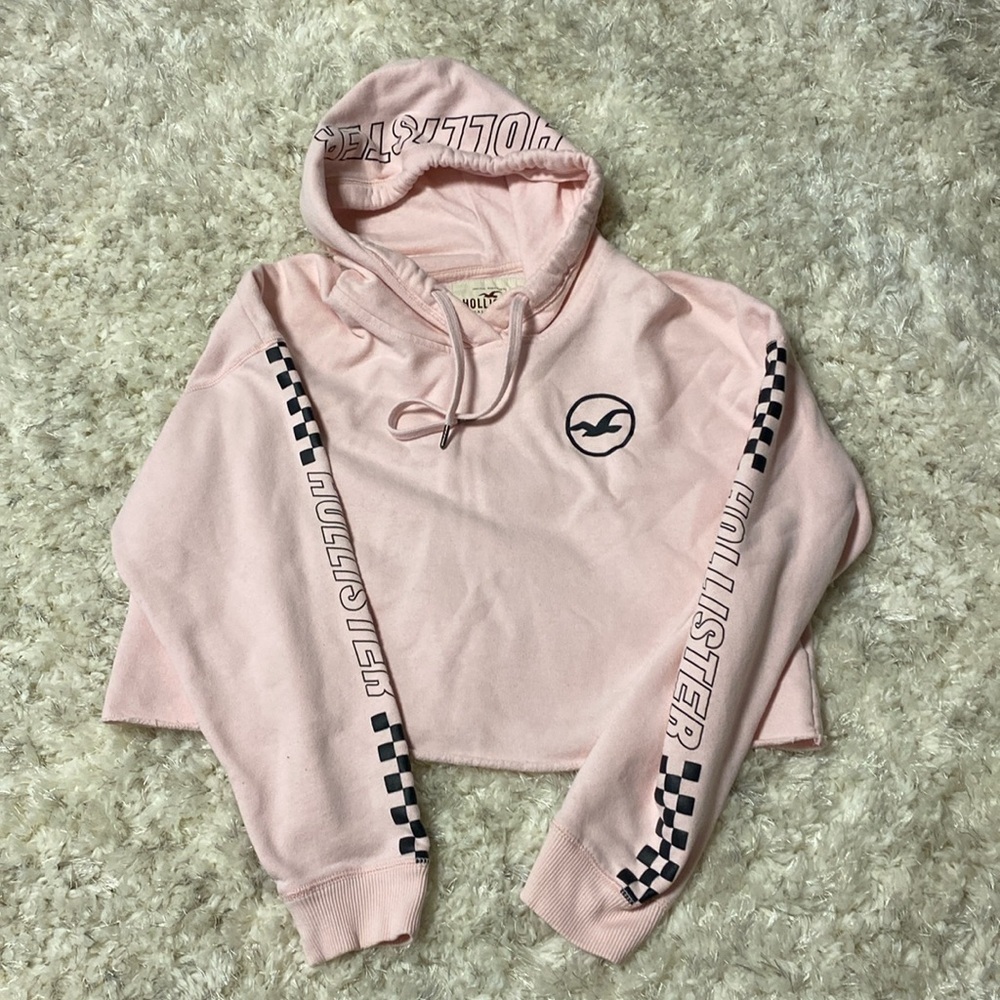 Women's cropped Hollister checkered hoodie LARGE